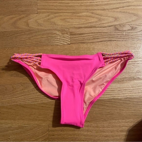 Victorias Secret Pink Strappy Bikini Bottom Small NEW Swimsuit Bathing Suit - Picture 2 of 5